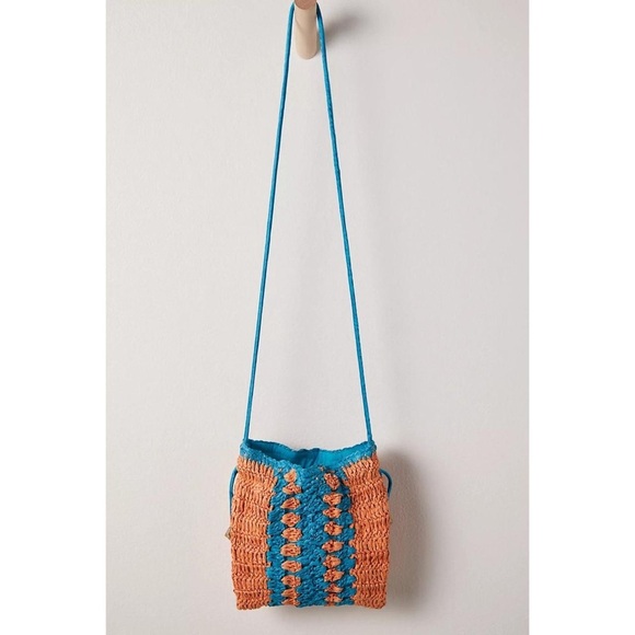 Free People Woven Drawstring Boho Heatwave Mini Bag NWT - Picture 4 of 9